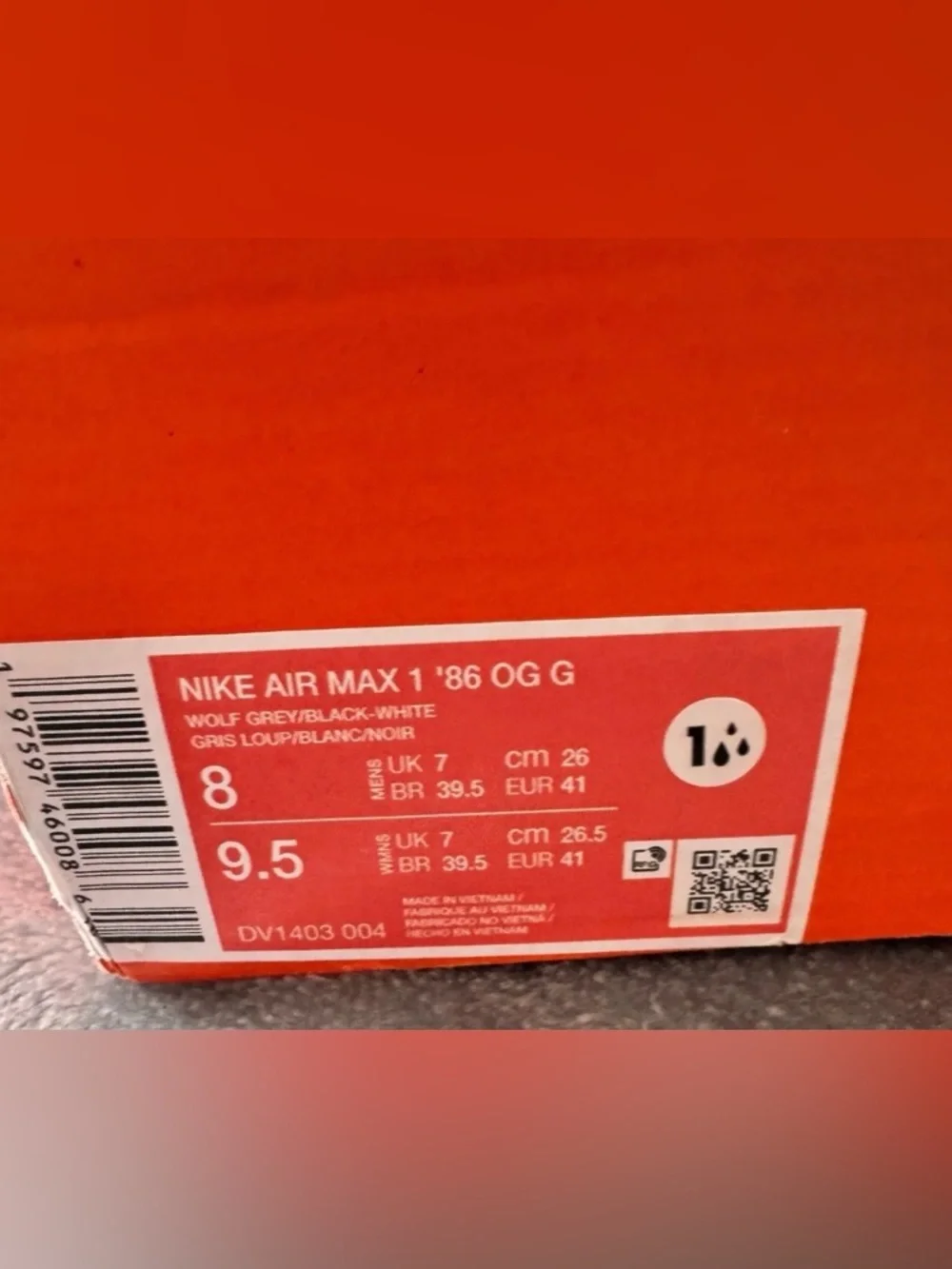 Nike Air Max 1 OG ‘86 G Wolf Grey/Bright Cactus Brand New.